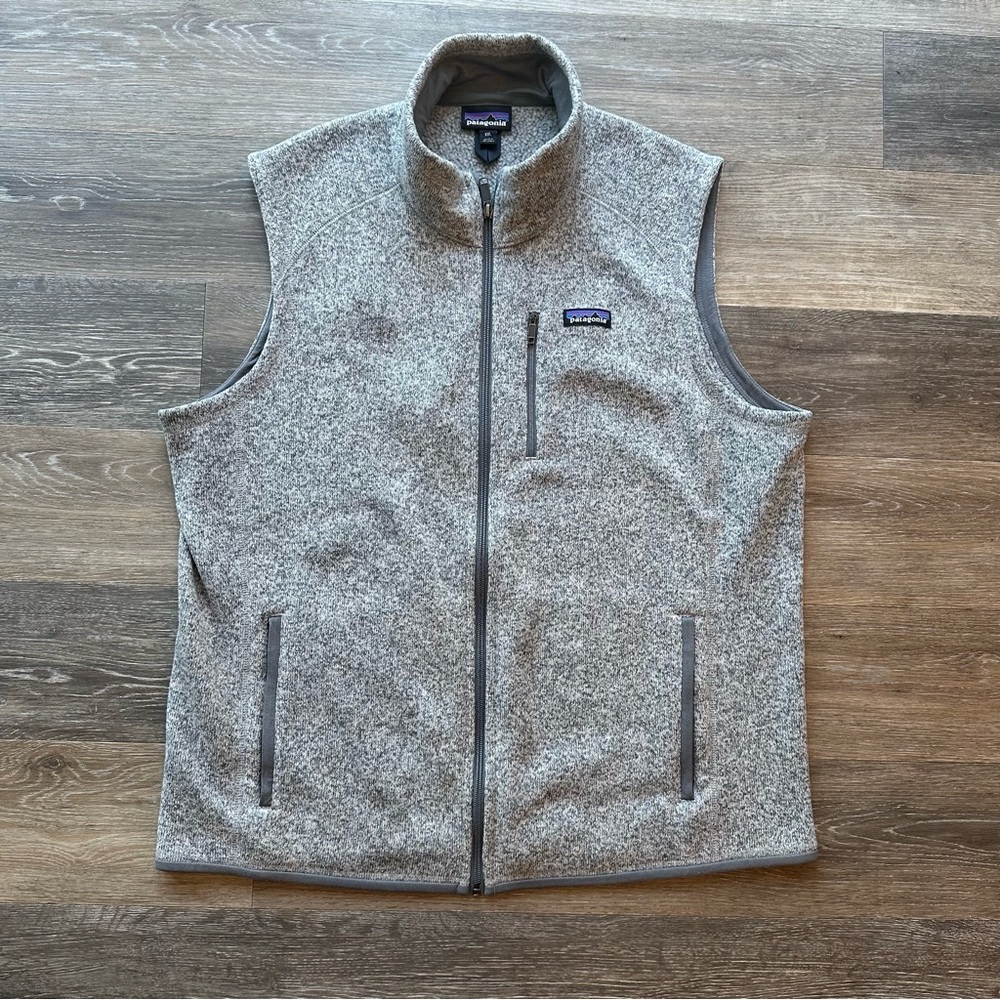 Patagonia Men's Better Sweater Vest XXL Full Zip Gray Stonewash Logo
